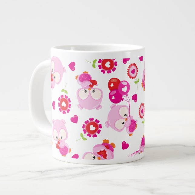 Grande Tasse Motif De Chouettes, Chouettes Mignonnes, Chouettes (Devant gauche)
