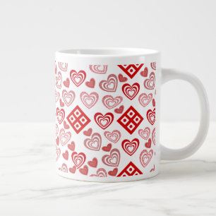 Grande Tasse Motif de coeur rose, rouge et blanc Valentine