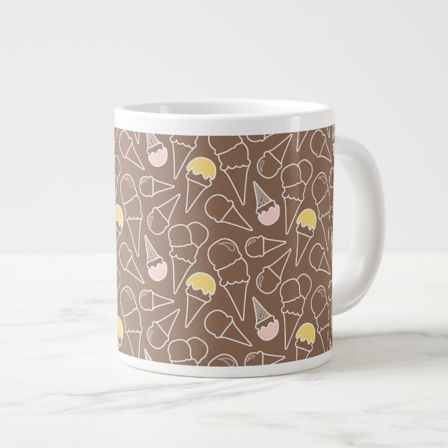 Grande Tasse Motif de cône glacé sur le Brown (Devant droit)