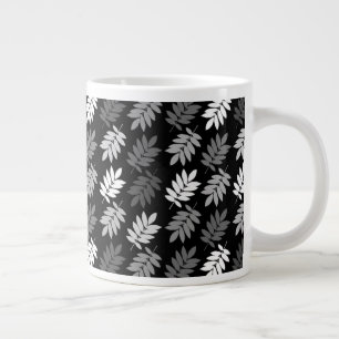 Grande Tasse Motif de feuille aînée noir blanc gris