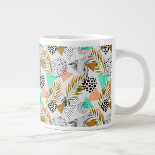 Grande Tasse Motif de feuilles tropicales géométriques Abstrait