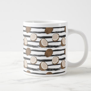 Grande Tasse Motif de noix de coco sur Grunge Stripes