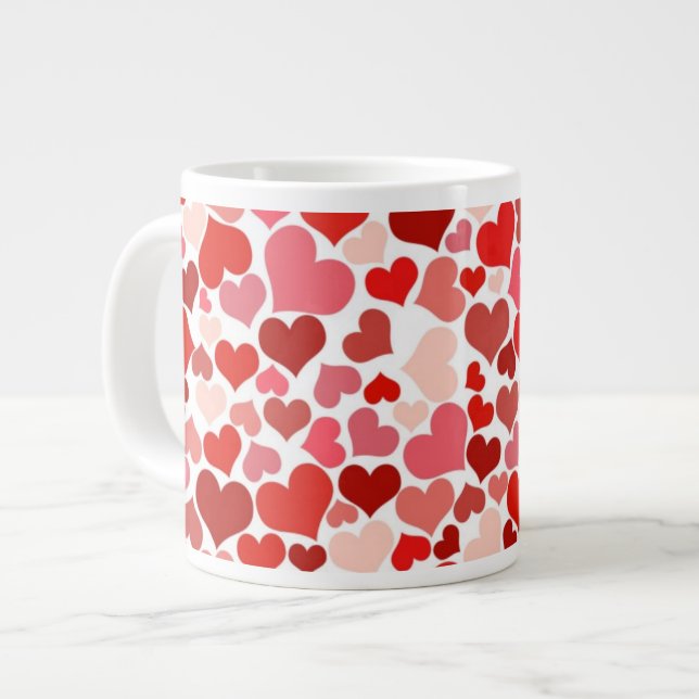 Grande Tasse Motif Des Coeurs, Coeurs Rouges, Amour (Devant gauche)