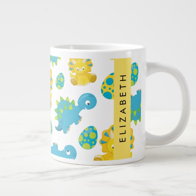 Grande Tasse Motif Des Dinosaures, Dinosaures Mignons, Votre No (Droite)