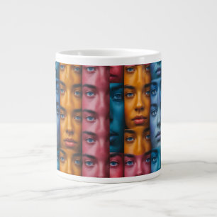 Grande Tasse Motif des faces colorées