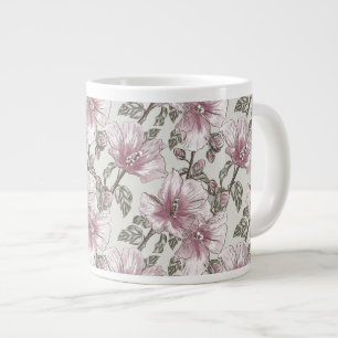 Grande Tasse Motif des fleurs d'hibiscus roses rousses