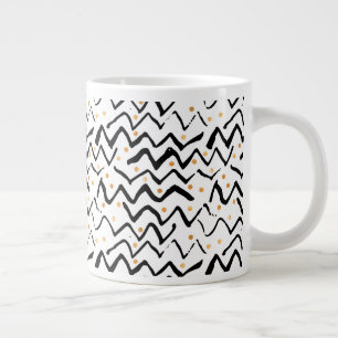 Grande Tasse Motif des points et des points de pinceau noir