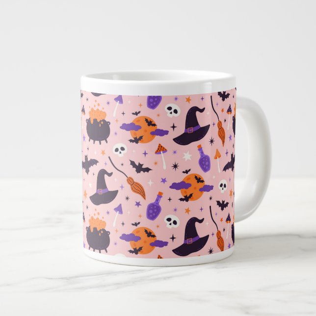 Grande Tasse Motif d'Halloween mou et rose (Devant droit)