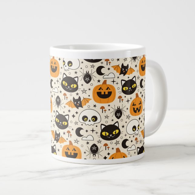 Grande Tasse Motif d'Halloween rétro (Devant droit)