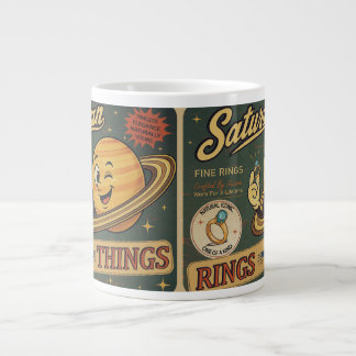 Grande Tasse Motif d'humour spatial vintage avec les anneaux de
