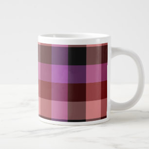 Grande Tasse Motif élégant à carreaux rouge cramoisi et prune s