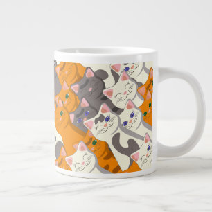 Grande Tasse Motif en diagonale du chat noir blanc gingembre