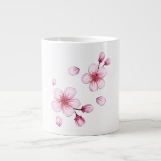 Grande Tasse Motif en fleurs de cerisier rose