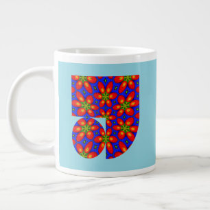Grande Tasse Motif Floral Rouge mou