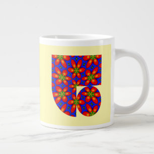 Grande Tasse Motif Floral Rouge mou