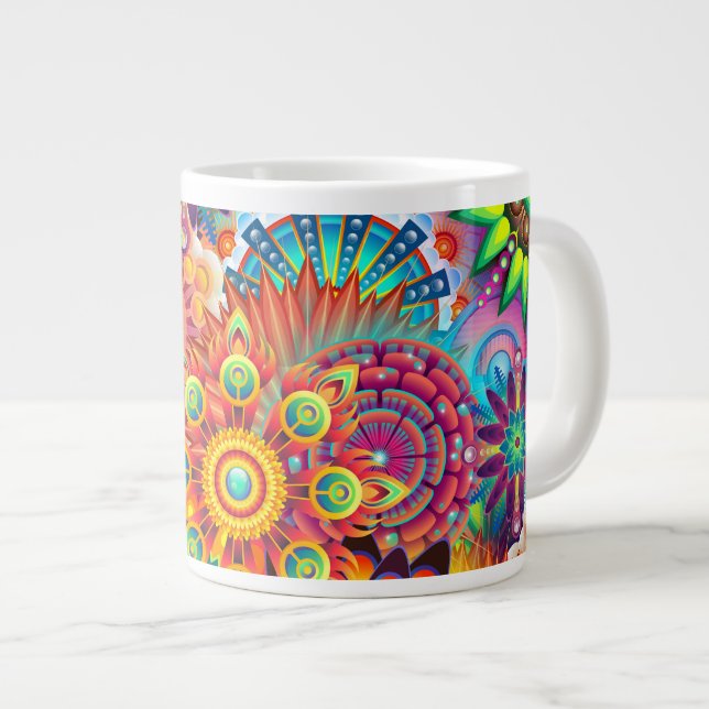 Grande Tasse Motif funky rétro Abstrait Bohème (Devant droit)