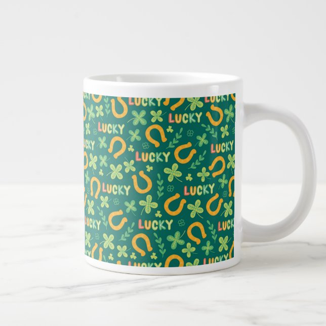 Grande Tasse motif irlandais LUCKY vert (Droite)