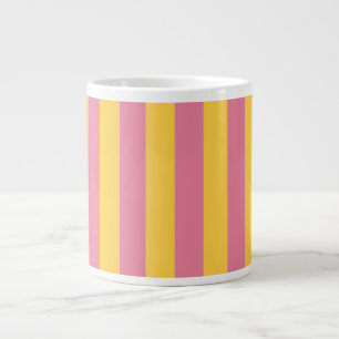 Grande Tasse Motif rayé vertical rose et jaune vibrant