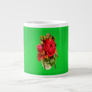 Grande Tasse motif rose photo rouge et vert profond