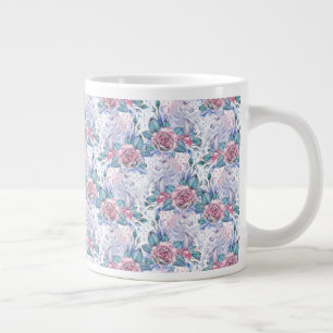 Grande Tasse Motif Rose rose et bleu
