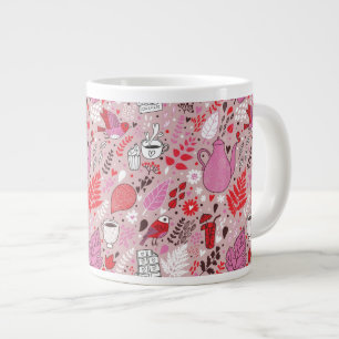 Grande Tasse motif savoureux avec oiseaux et fleurs