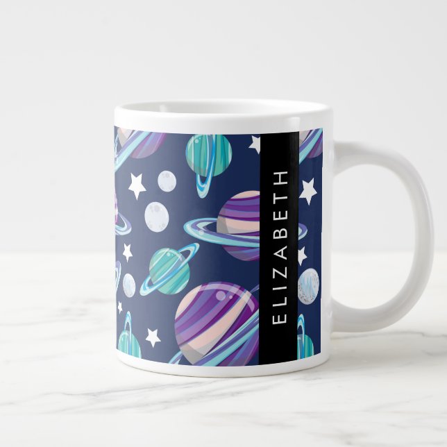 Grande Tasse Motif spatial, Planètes, Étoiles, Galaxie, Votre n (Droite)