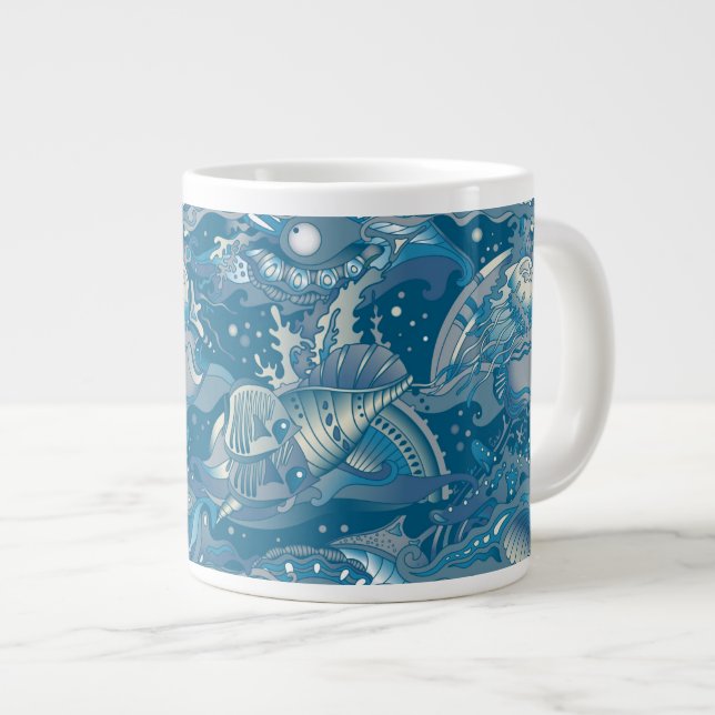 Grande Tasse Motif tropical de mer (Devant droit)
