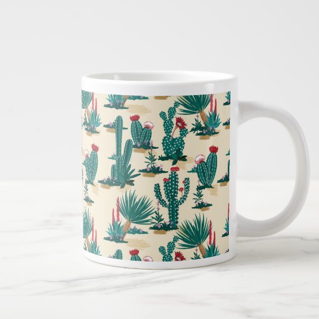 Grande Tasse Motif vert et rouge Cactus (Droite)