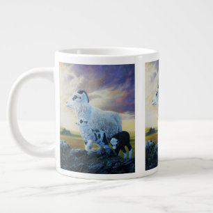 Grande Tasse Moutons, brebis et agneaux islandais, ciel étoilé
