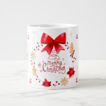 « Mug de Noël mignon avec couronne de nœud rouge »