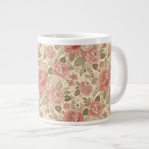 Grande Tasse Muse Florale Poussiéreuse - Style Batik Rose Pouss
