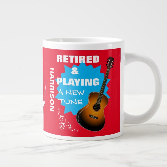 Grande Tasse Musiciens amusants à la retraite disant Guitare Gr (Droite)