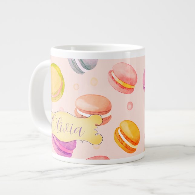Grande Tasse Musique d'aquarelle personnalisée Macarons (Devant gauche)