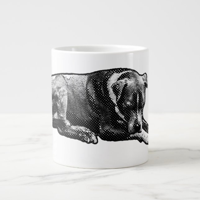 Grande Tasse Musique de chien de grain rétro (Devant)