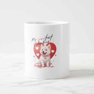 Grande Tasse My Pawfect Valentine - adorable chiot Jindo blanc