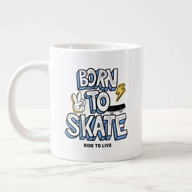 Grande Tasse Né à Skate Ride pour vivre (Gauche)