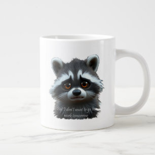 Grande Tasse Ne veux pas travailler Raccoon Animal