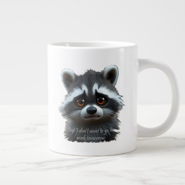 Grande Tasse Ne veux pas travailler Raccoon Animal (Droite)