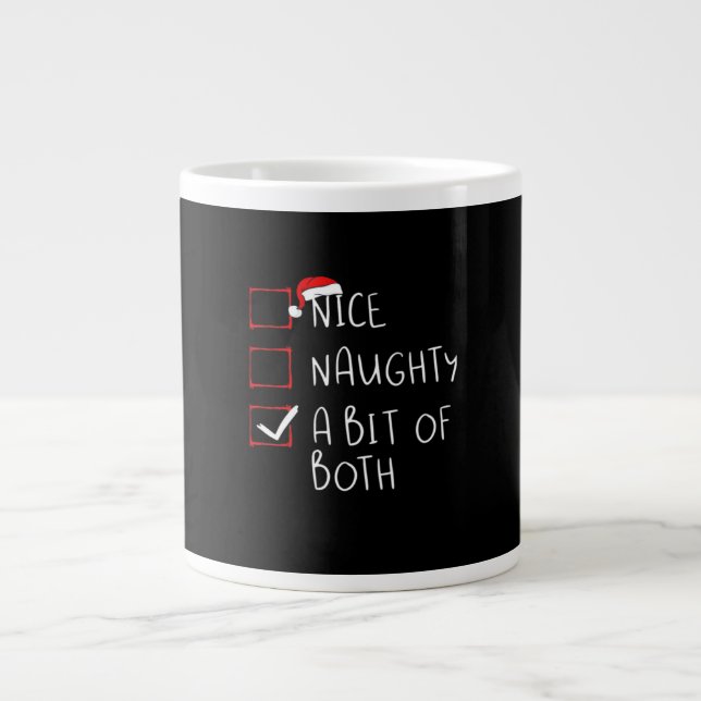 Grande Tasse Nice Naughty Santa Hat Humor Vibe  (Devant)