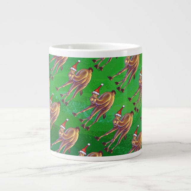 Grande Tasse Noël De Camel Sur Vert (Devant)