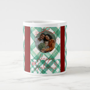 Grande Tasse Noël en vichy vert personnalisé