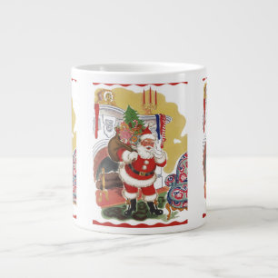 Grande Tasse Noël vintage, Jolly Père Noël avec des présents