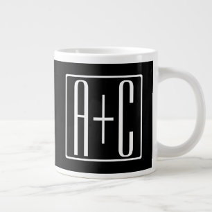 Grande Tasse Noir & Blanc Initiales de couple