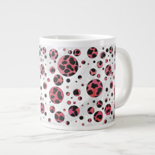 Grande Tasse Noir dalmate et rouge avec Pois