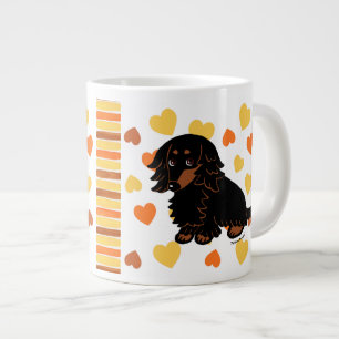 Grande Tasse Noir et teckel aux cheveux longs bronzage 3
