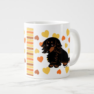 Grande Tasse Noir et teckel aux cheveux longs bronzage 3