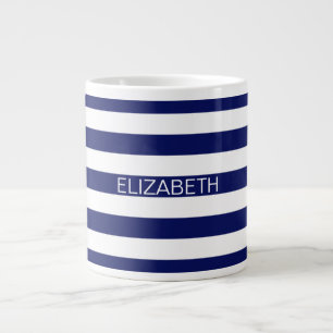 Grande Tasse Nom de la bande préppie horizontale blanche de la 