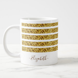 Grande Tasse Nom de monogramme pailleté or élégant