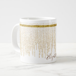 Grande Tasse Nom de monogramme pailleté or élégant
