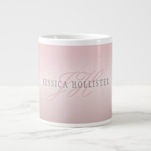 Grande Tasse Nom et monogramme   Blush FAUX or rose doux